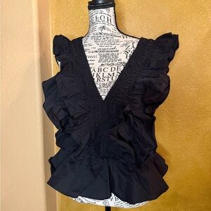 Elegant Black Ruffled Women's Top
